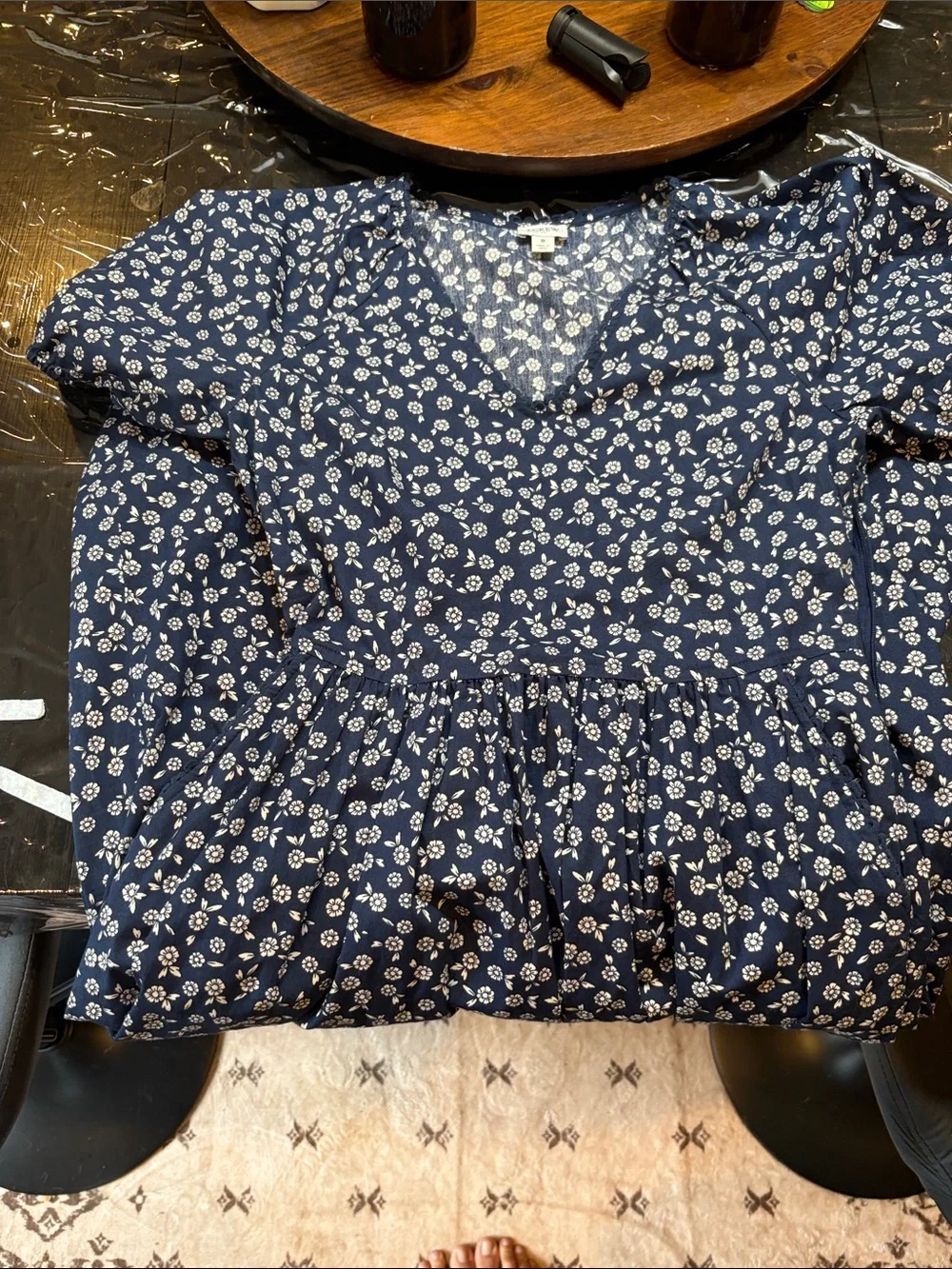 J. Crew Navy Blue Floral Midi Dress